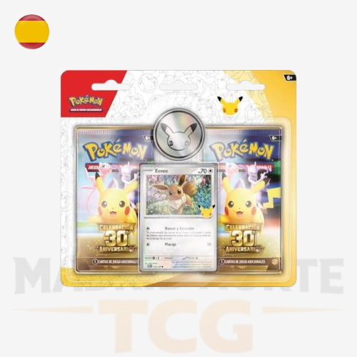 Blíster Pokémon Celebración 30.º Aniversario Eevee con 2 sobres en español