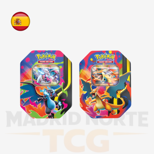 Lata Mega Charizard X ex o Mega Charizard Y ex ES de Pokémon TCG