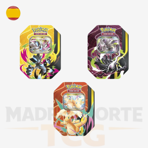Lata Mega Forces Dragonite Darkrai y Zeraora ex en español de Pokémon TCG
