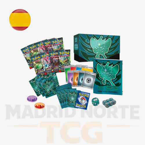 Contenido de la Elite Trainer Box Mascarada Crepuscular ES de Pokémon TCG
