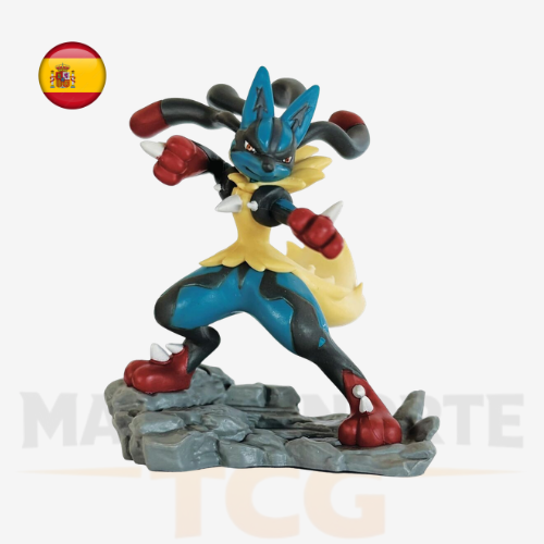 Figura de Mega Lucario incluida en la colección de Pokémon TCG en español
